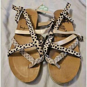 Blowfish Malibu Vegan Leopard Rope Strappy Womens Sandal Sz 8.5 NWT